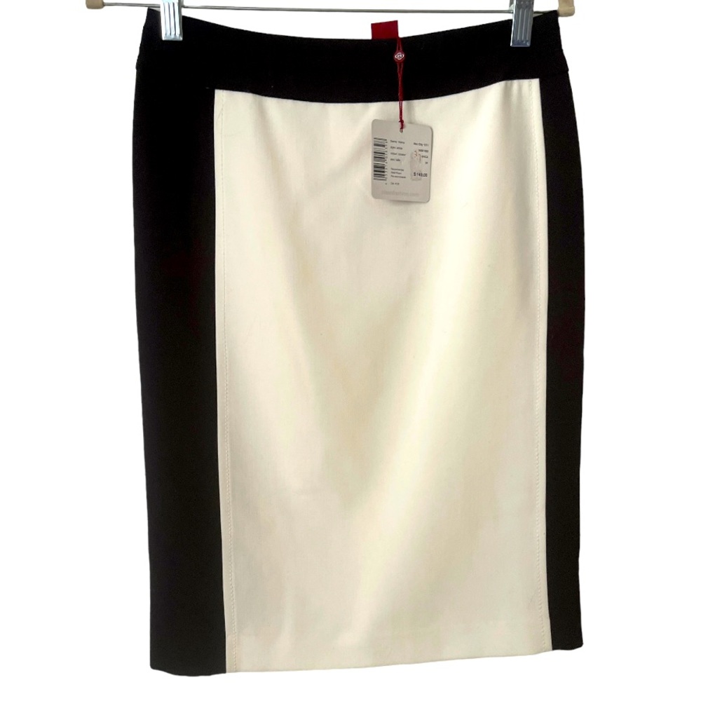 Olsen Europe‎ Neo City Black Cream Pencil Skirt Lined NWT 4 XS